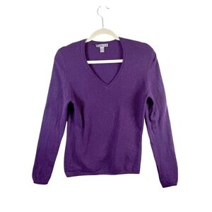 Charter Club Womens Purple 100% Cashmere 2-Ply V-Neck Sweater Size Medium